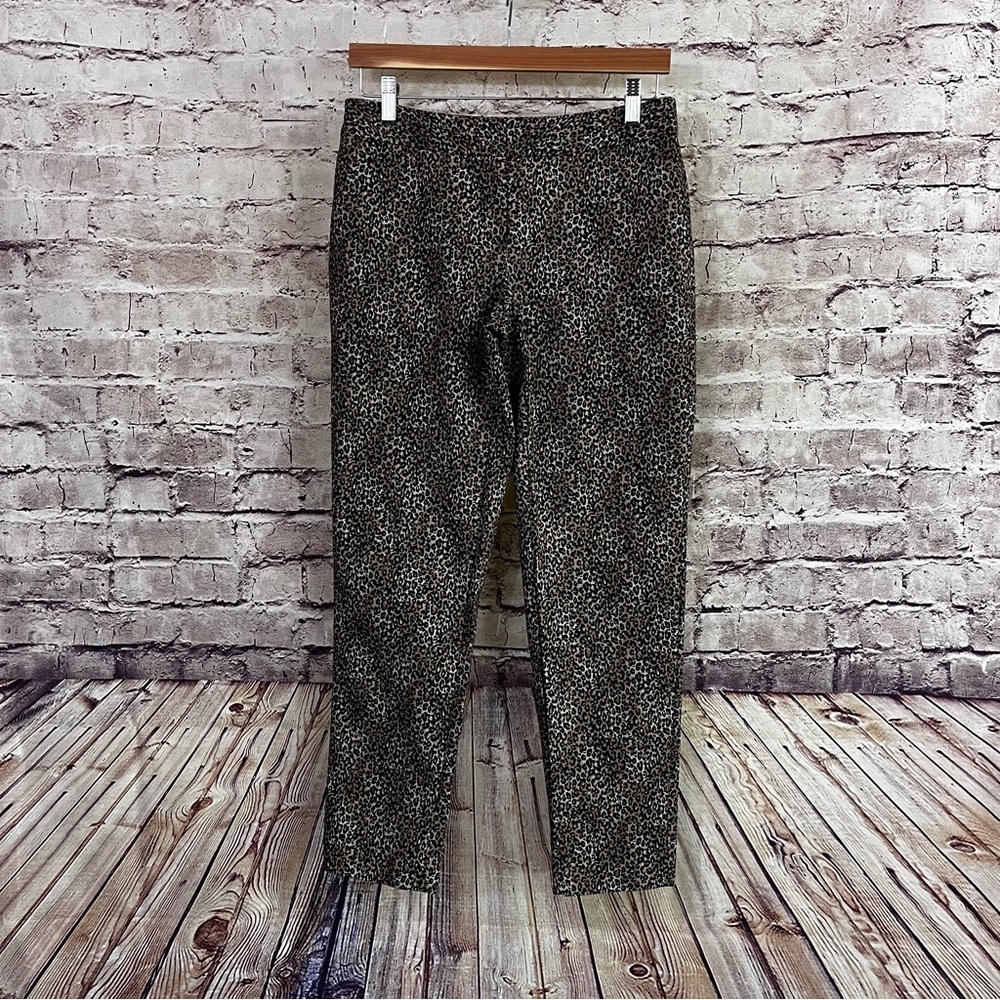 White House Black Market Brown Black Leopard Slim Ankle Pants